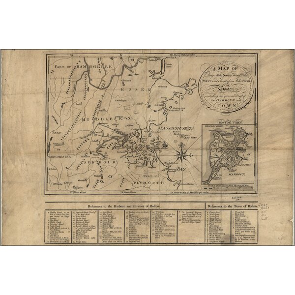 24X36 Gallery Poster%2C Map Of Area Around Boston 1775 